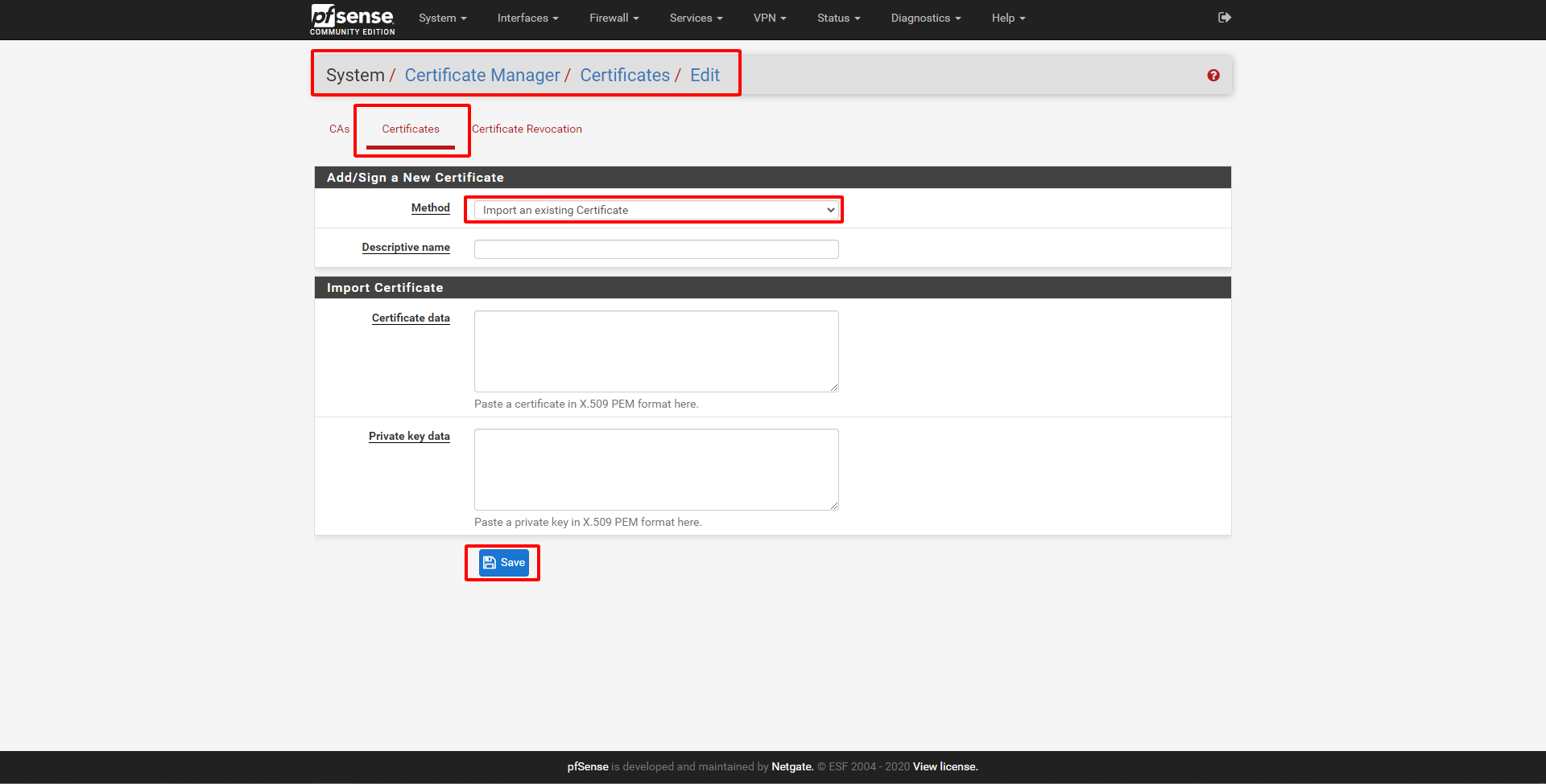 Certificate Management PfSense
