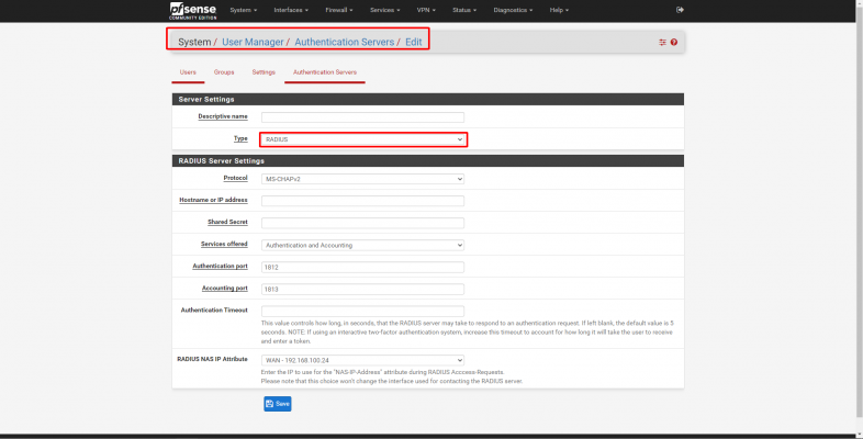 user pfsense