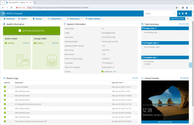 StorageReview Dell PowerEdge R7625 iDRAC 1 619x400 - Review Dell PowerEdge R7625 và kết quả benchmark